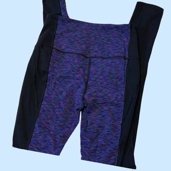 Victoria’s Secret High Waist Black Purple Heather Print Knockout Sport Tights - Picture 2 of 11